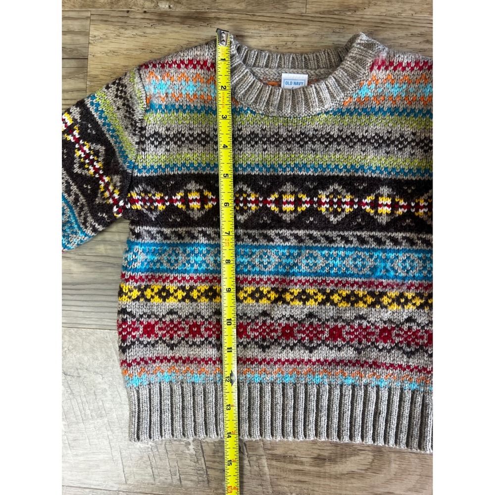 Vintage Old Navy Boys Fair Isle Sweater Size 12-18 months Fisherman Sweater - Picture 6 of 7
